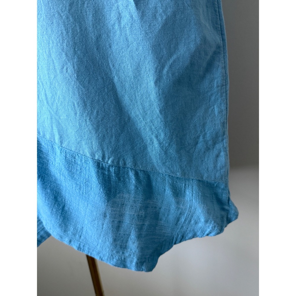 Soft Surroundings Blue Linen Blend Henley Tunic Top Asymmetrical Hem Women's 1X - Picture 5 of 13